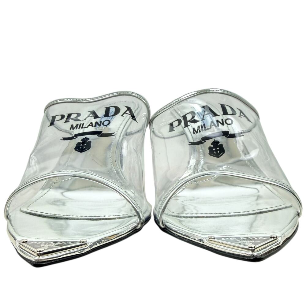 Prada Plex Transparent Pvc Triangle Logo Mule San… - image 4